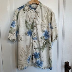 Men's TOMMY BAHAMA Floral Hawaiian Camp Shirt 100% Silk Sz. L